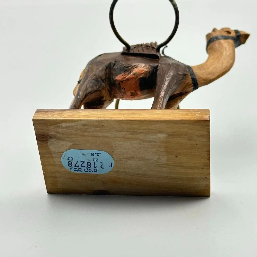 Vintage wooden camel‎ salt and pepper shaker holder